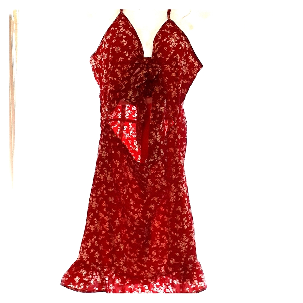 Red floral dress